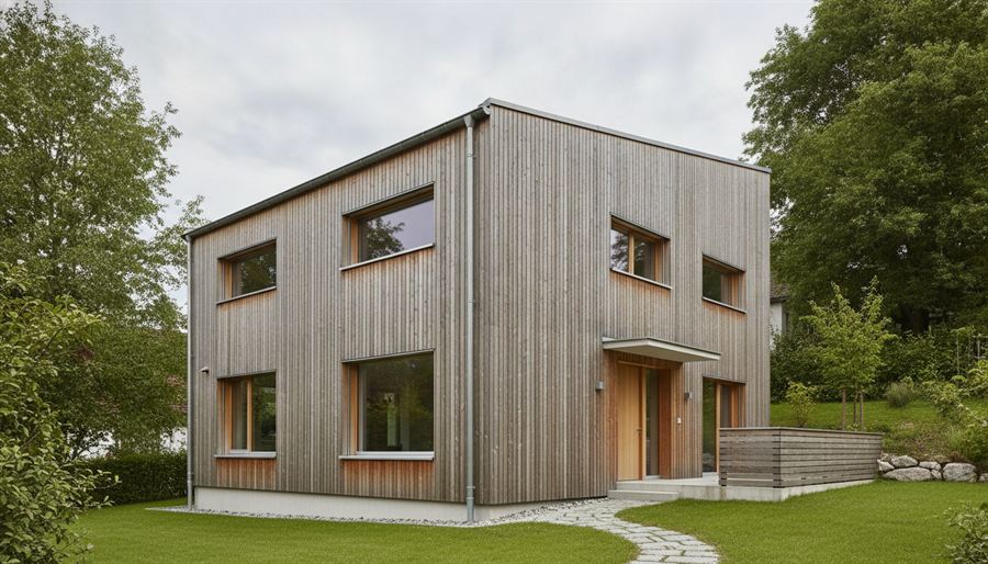 Haus mit Holzfassade